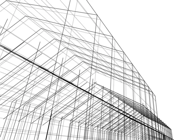 Lignes Dessin Abstraites Dans Concept Art Architectural Formes Géométriques Minimales — Image vectorielle