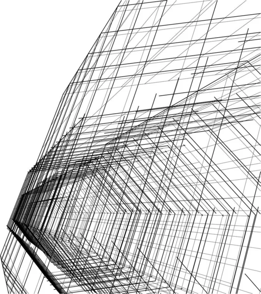 Abstracte Tekenlijnen Architectonisch Kunstconcept Minimale Geometrische Vormen — Stockvector