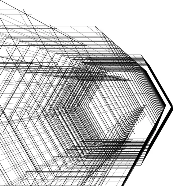 Abstrakta Teckningslinjer Arkitektonisk Konst Koncept Minimala Geometriska Former — Stock vektor