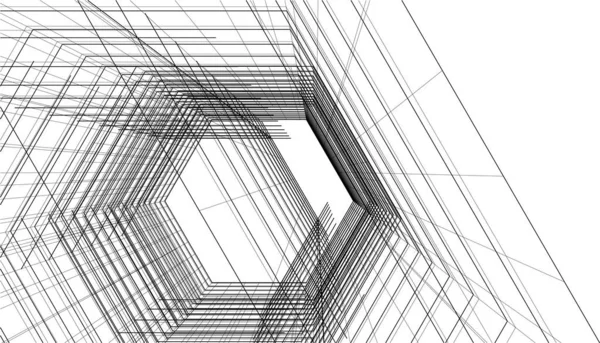 Líneas Abstractas Dibujo Concepto Arte Arquitectónico Formas Geométricas Mínimas — Archivo Imágenes Vectoriales