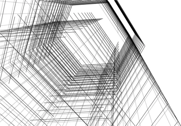 Linhas Abstratas Desenho Conceito Arte Arquitetônica Formas Geométricas Mínimas — Vetor de Stock