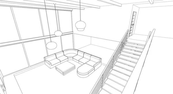 建築芸術の概念における抽象的な線や最小限の幾何学的形状 — ストックベクタ