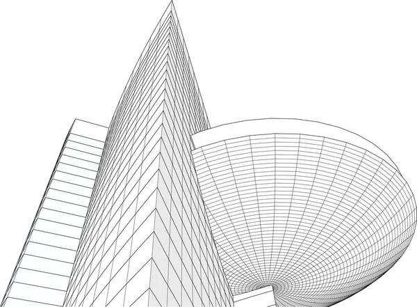 Líneas Abstractas Dibujo Concepto Arte Arquitectónico Formas Geométricas Mínimas — Vector de stock