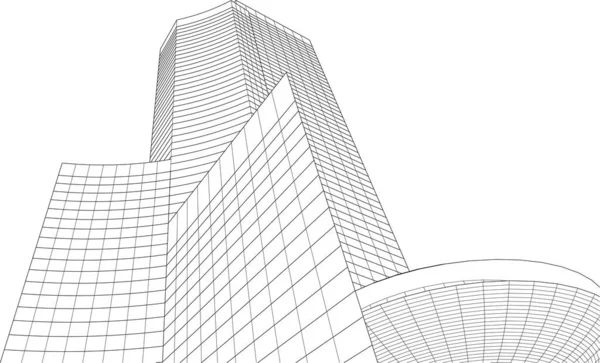 Líneas Abstractas Dibujo Concepto Arte Arquitectónico Formas Geométricas Mínimas — Archivo Imágenes Vectoriales