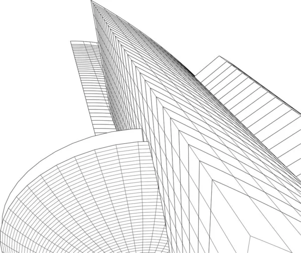 Abstrakta Teckningslinjer Arkitektonisk Konst Koncept Minimala Geometriska Former — Stock vektor