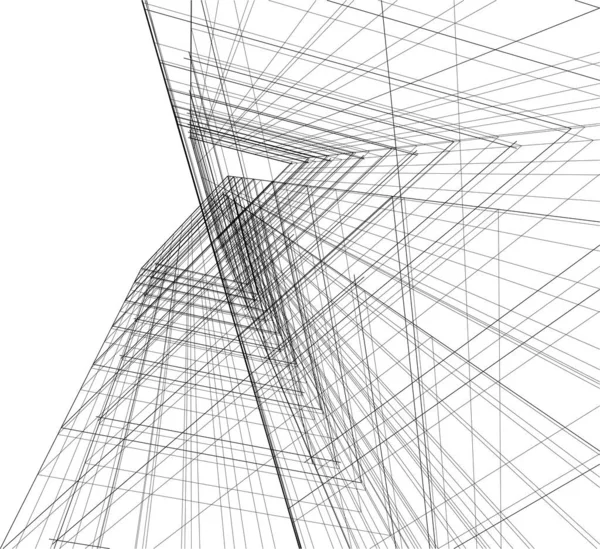 Abstrakte Zeichnungslinien Architektonischen Kunstkonzept Minimale Geometrische Formen — Stockvektor