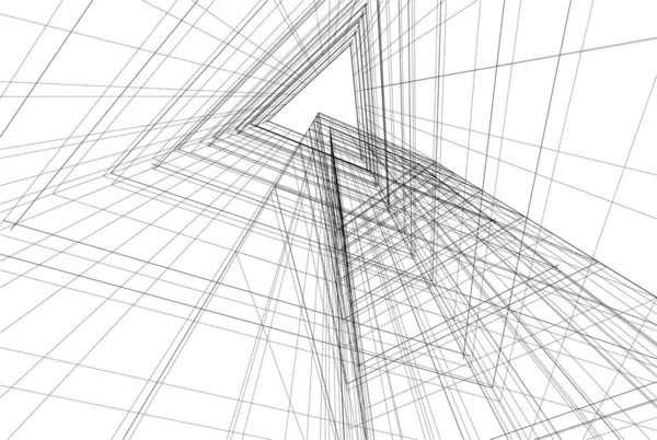 Lignes Dessin Abstraites Dans Concept Art Architectural Formes Géométriques Minimales — Image vectorielle