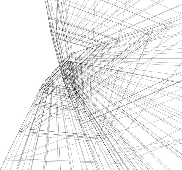 Linhas Abstratas Desenho Conceito Arte Arquitetônica Formas Geométricas Mínimas —  Vetores de Stock