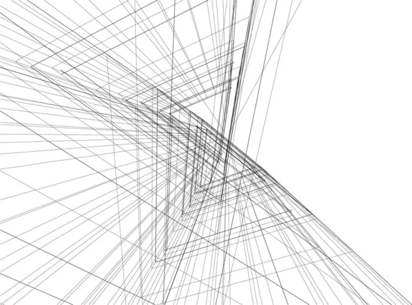 Linee Disegno Astratte Nel Concetto Arte Architettonica Forme Geometriche Minime — Vettoriale Stock