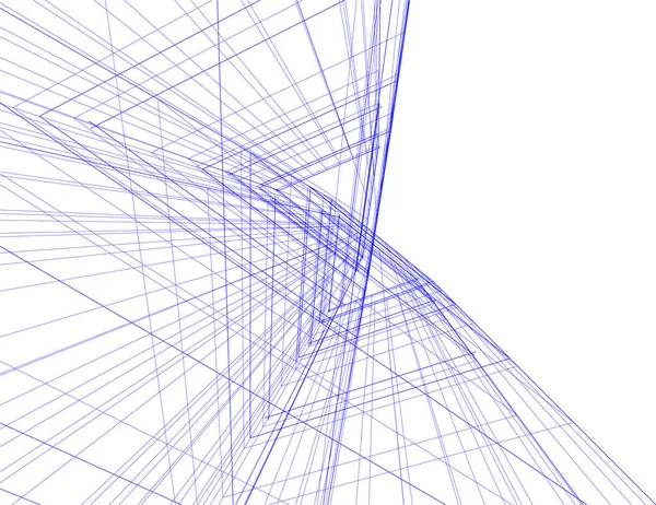 Elvont Rajzvonalak Építészeti Képzőművészetben Minimális Geometriai Formák — Stock Vector