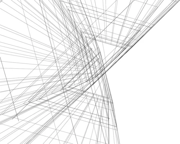 Líneas Abstractas Dibujo Concepto Arte Arquitectónico Formas Geométricas Mínimas — Archivo Imágenes Vectoriales