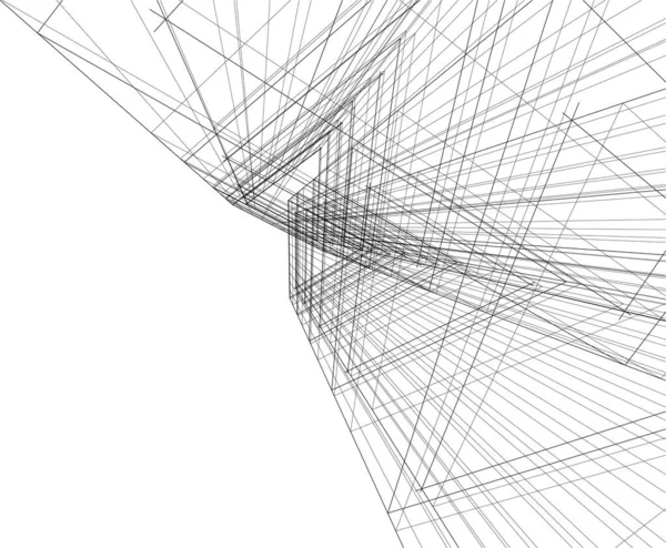 Abstrakcyjne Linie Rysunku Koncepcji Sztuki Architektonicznej Minimalne Kształty Geometryczne — Wektor stockowy