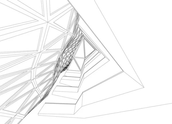 Abstrakte Zeichnungslinien Architektonischen Kunstkonzept Minimale Geometrische Formen — Stockvektor