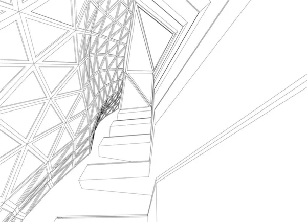 Linhas Abstratas Desenho Conceito Arte Arquitetônica Formas Geométricas Mínimas — Vetor de Stock