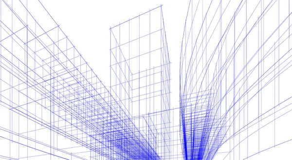 建筑艺术概念中的抽象绘图线 最小几何形状 — 图库矢量图片