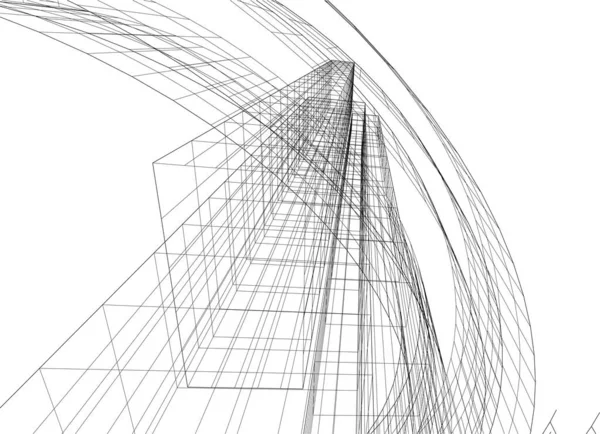 Abstrakte Zeichnungslinien Architektonischen Kunstkonzept Minimale Geometrische Formen — Stockvektor