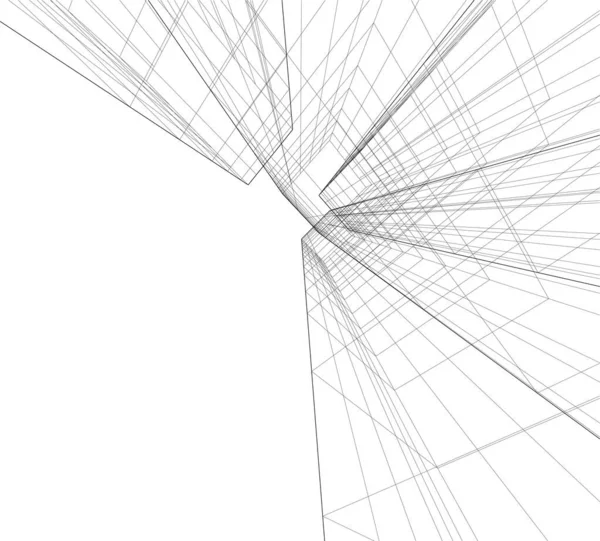 Abstrakta Teckningslinjer Arkitektonisk Konst Koncept Minimala Geometriska Former — Stock vektor