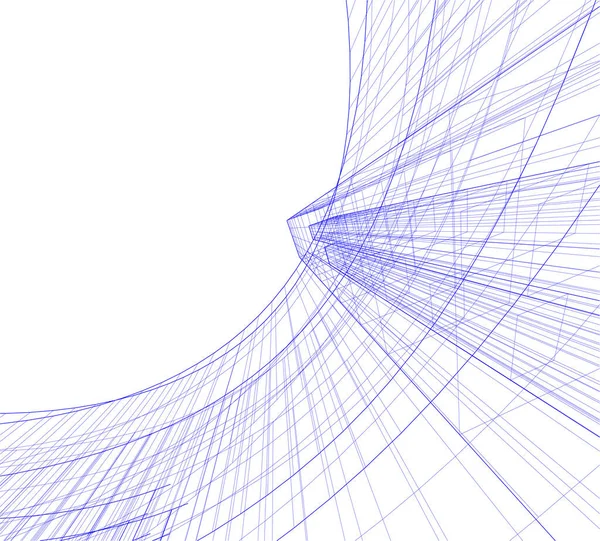 Elvont Rajzvonalak Építészeti Képzőművészetben Minimális Geometriai Formák — Stock Vector