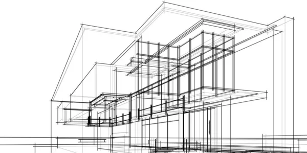 Lignes Dessin Abstraites Dans Concept Art Architectural Formes Géométriques Minimales — Image vectorielle