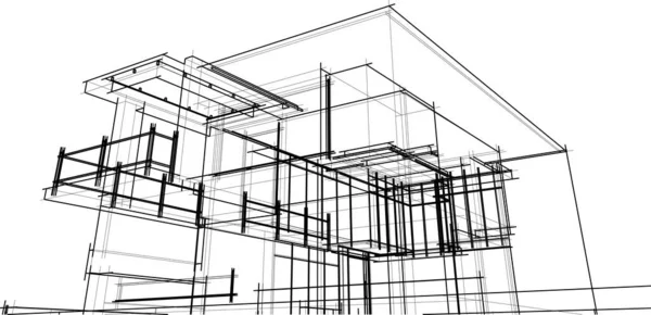 Linee Disegno Astratte Nel Concetto Arte Architettonica Forme Geometriche Minime — Vettoriale Stock