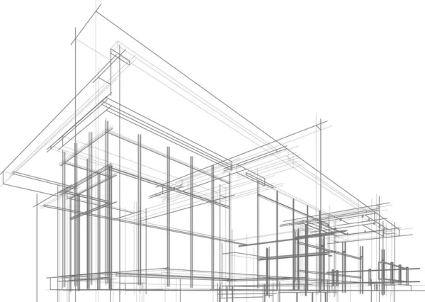 Linee Disegno Astratte Nel Concetto Arte Architettonica Forme Geometriche Minime — Vettoriale Stock