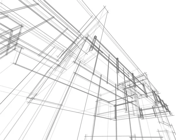 Abstrakte Zeichnungslinien Architektonischen Kunstkonzept Minimale Geometrische Formen — Stockvektor