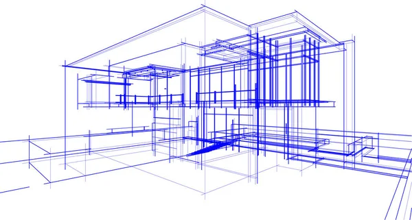 Linee Disegno Astratte Nel Concetto Arte Architettonica Forme Geometriche Minime — Vettoriale Stock