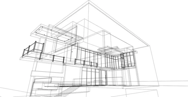 Abstrakte Zeichnungslinien Architektonischen Kunstkonzept Minimale Geometrische Formen — Stockvektor