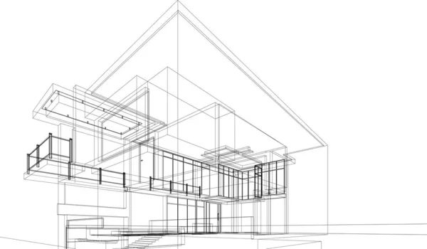 Abstracte Tekenlijnen Architectonisch Kunstconcept Minimale Geometrische Vormen — Stockvector