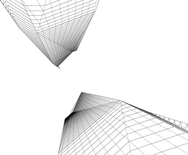 Abstrakte Zeichnungslinien Architektonischen Kunstkonzept Minimale Geometrische Formen — Stockvektor