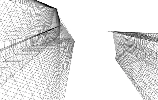 Abstracte Tekenlijnen Architectonisch Kunstconcept Minimale Geometrische Vormen — Stockvector