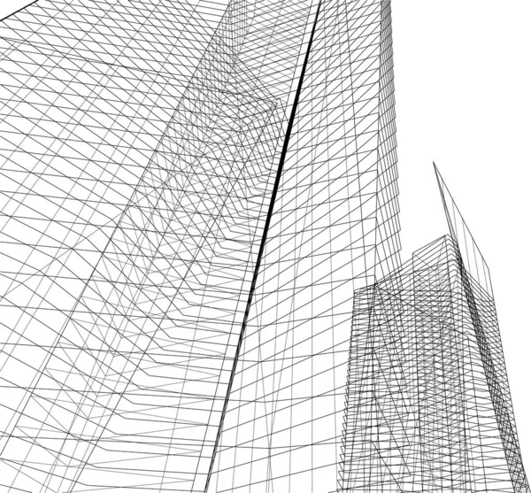 Abstracte Tekenlijnen Architectonisch Kunstconcept Minimale Geometrische Vormen — Stockvector