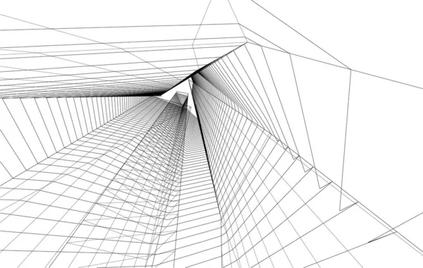 Elvont Rajzvonalak Építészeti Képzőművészetben Minimális Geometriai Formák — Stock Vector