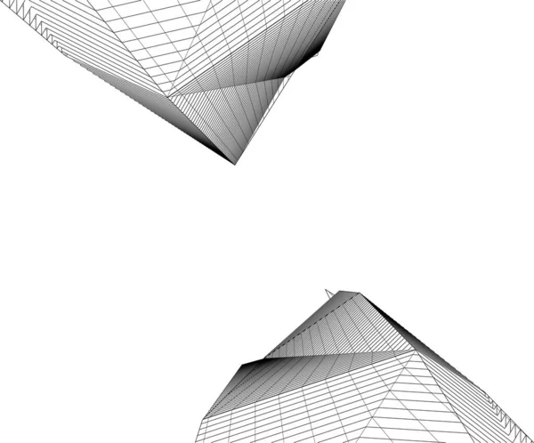 Abstrakta Teckningslinjer Arkitektonisk Konst Koncept Minimala Geometriska Former — Stock vektor