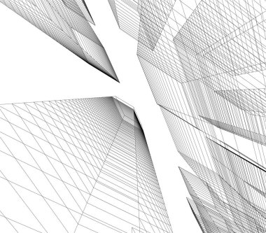 Mimari sanat konseptinde soyut çizgiler, minimum geometrik şekiller. 