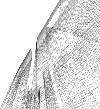 Mimari sanat konseptinde soyut çizgiler, minimum geometrik şekiller. 