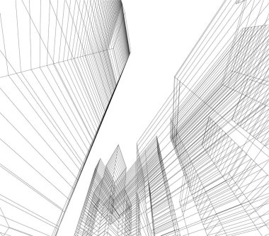 Mimari sanat konseptinde soyut çizgiler, minimum geometrik şekiller. 