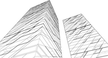 Mimari sanat konseptinde soyut çizgiler, minimum geometrik şekiller. 