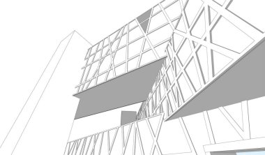 Mimari sanat konseptinde soyut çizgiler, minimum geometrik şekiller. 