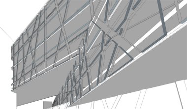 Mimari sanat konseptinde soyut çizgiler, minimum geometrik şekiller. 