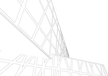 Mimari sanat konseptinde soyut çizgiler, minimum geometrik şekiller. 