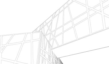Mimari sanat konseptinde soyut çizgiler, minimum geometrik şekiller. 