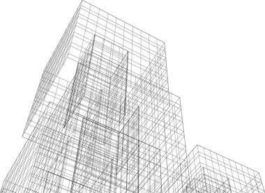 Mimari sanat konseptinde soyut çizgiler, minimum geometrik şekiller. 