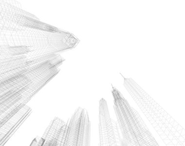 Mimari sanat konseptinde soyut çizgiler, minimum geometrik şekiller. 