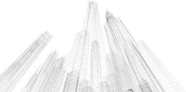 Mimari sanat konseptinde soyut çizgiler, minimum geometrik şekiller. 