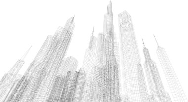 Mimari sanat konseptinde soyut çizgiler, minimum geometrik şekiller. 