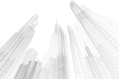 Mimari sanat konseptinde soyut çizgiler, minimum geometrik şekiller. 