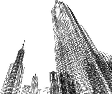 Mimari sanat konseptinde soyut çizgiler, minimum geometrik şekiller. 