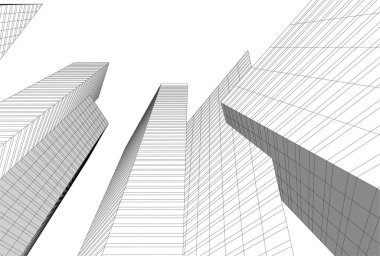 Mimari sanat konseptinde soyut çizgiler, minimum geometrik şekiller. 