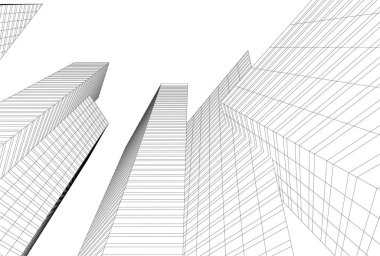 Mimari sanat konseptinde soyut çizgiler, minimum geometrik şekiller. 